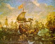 Andries van Eertvelt The Battle of the Spanish Fleet with Dutch Ships in May 1573 During the Siege of Haarlem Norge oil painting reproduction